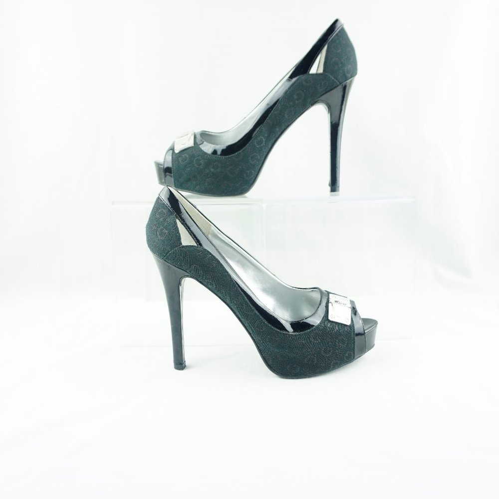 GUESS Shoes Black Peep Toe Heels Size 7 1/2